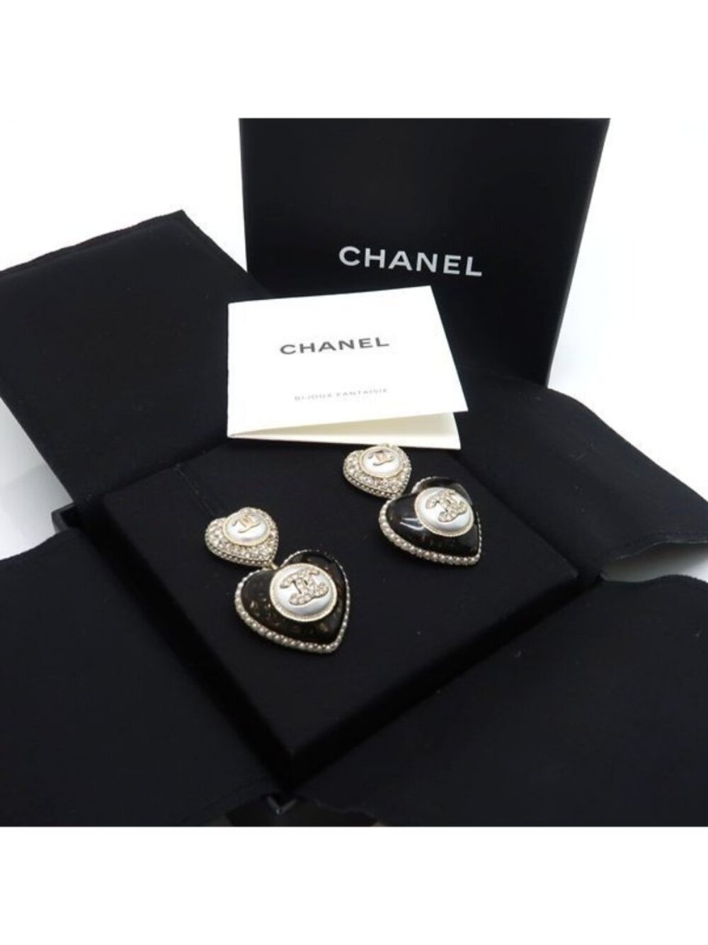 Chanel Ab9394 Heart B22 B Coco Mark Faux Pearl Rhinestone - Picture 3 of 10